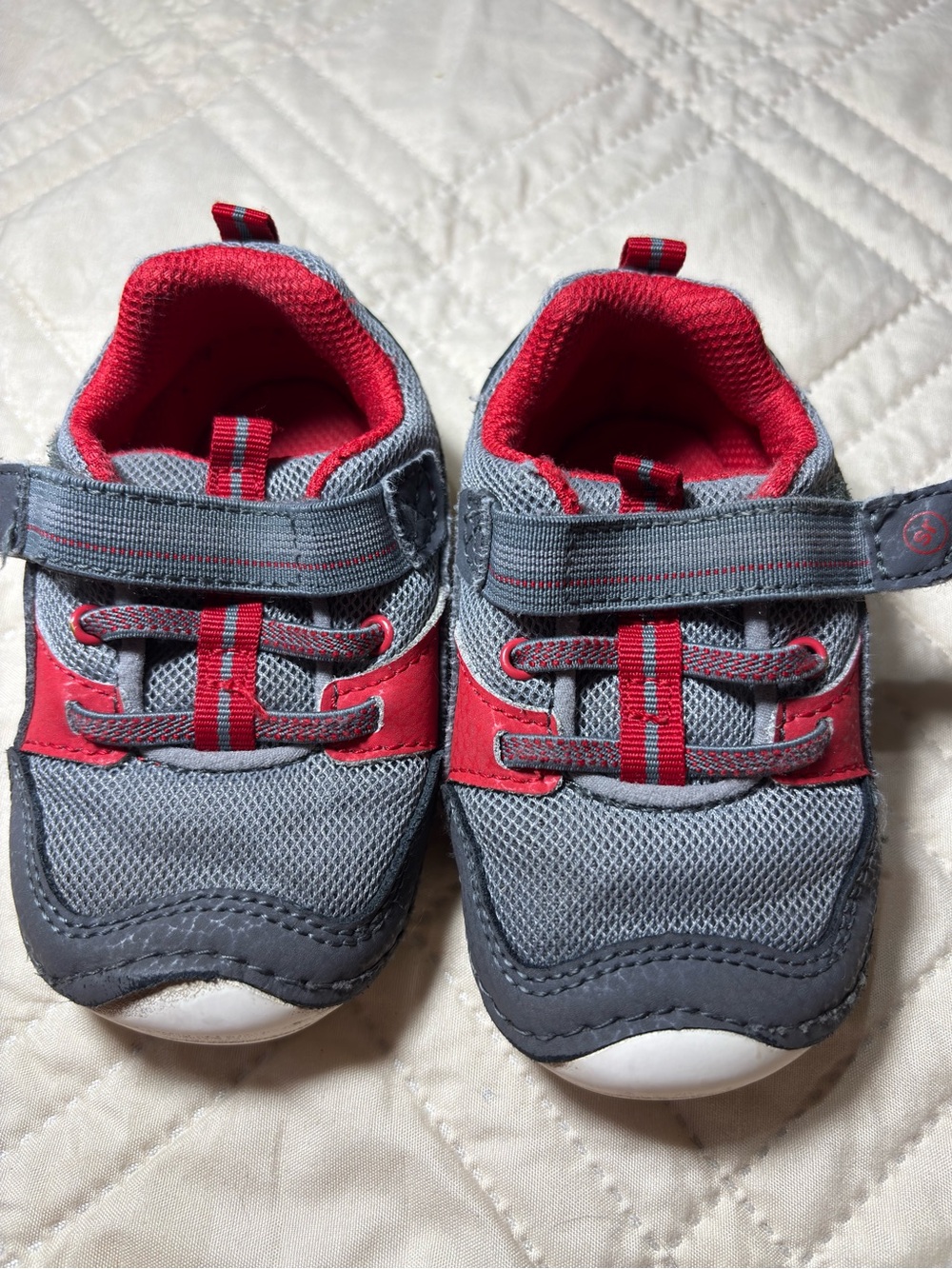 Stride Rite 5XW White and Red Slip-On Shoes